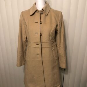 Ann Taylor wool and cashmere cream pea coat with a retro coat